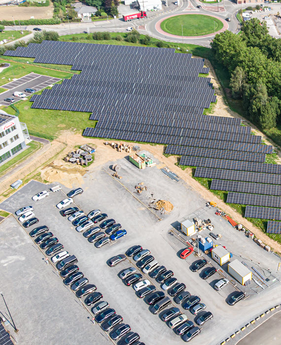 Solar panels outside a facility