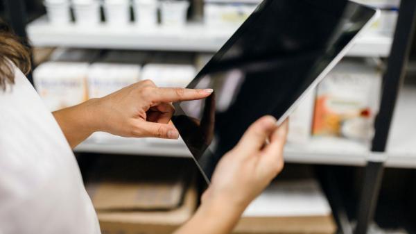Person looking at a tablet computer