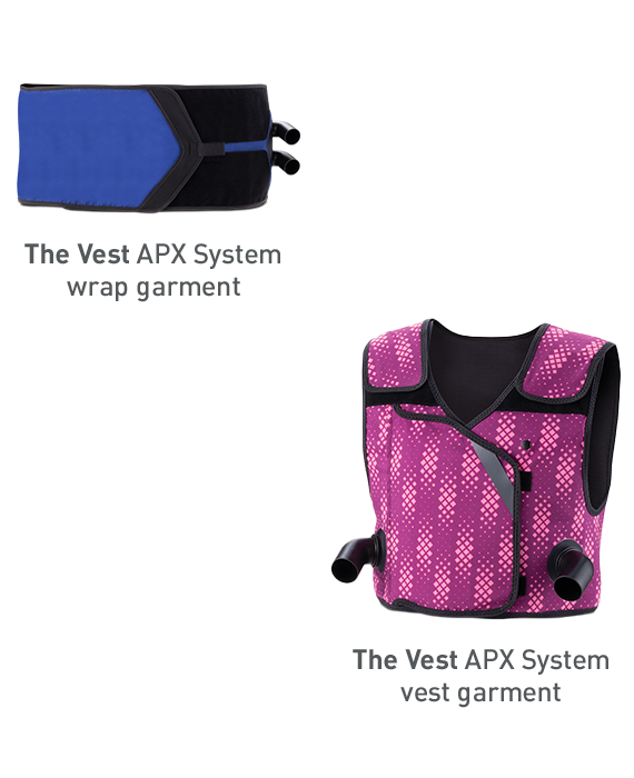 The Vest APX System is shown in both wrap and vest options