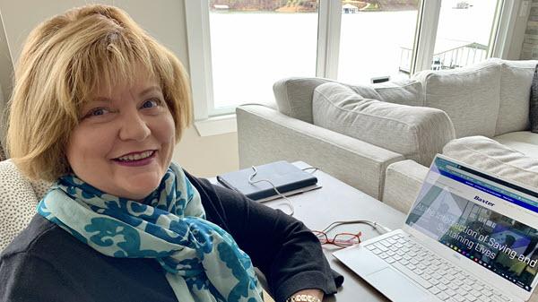 Cathy Skala pictured at her home office